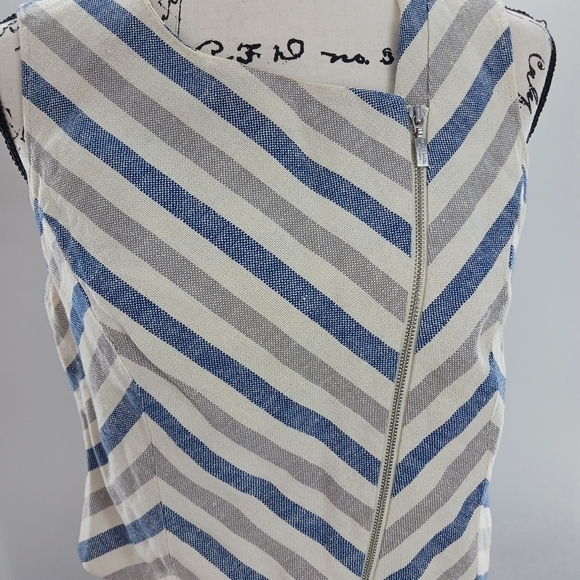 Chico's Vest Blouse Black Label Linen Asymmetrical Chevron Womens Size Small - Picture 2 of 5